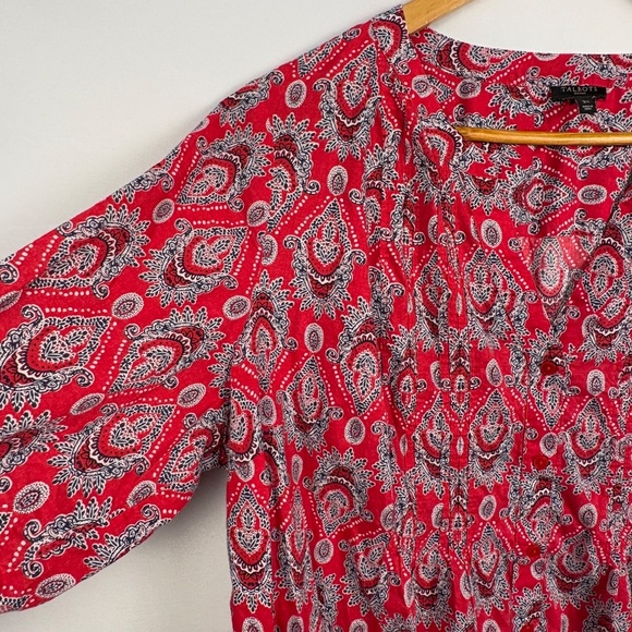 Talbots Womens 3/4 Sleeve Button Down Tunic Shirt 2X Paisley Breathable Boho - Picture 3 of 12